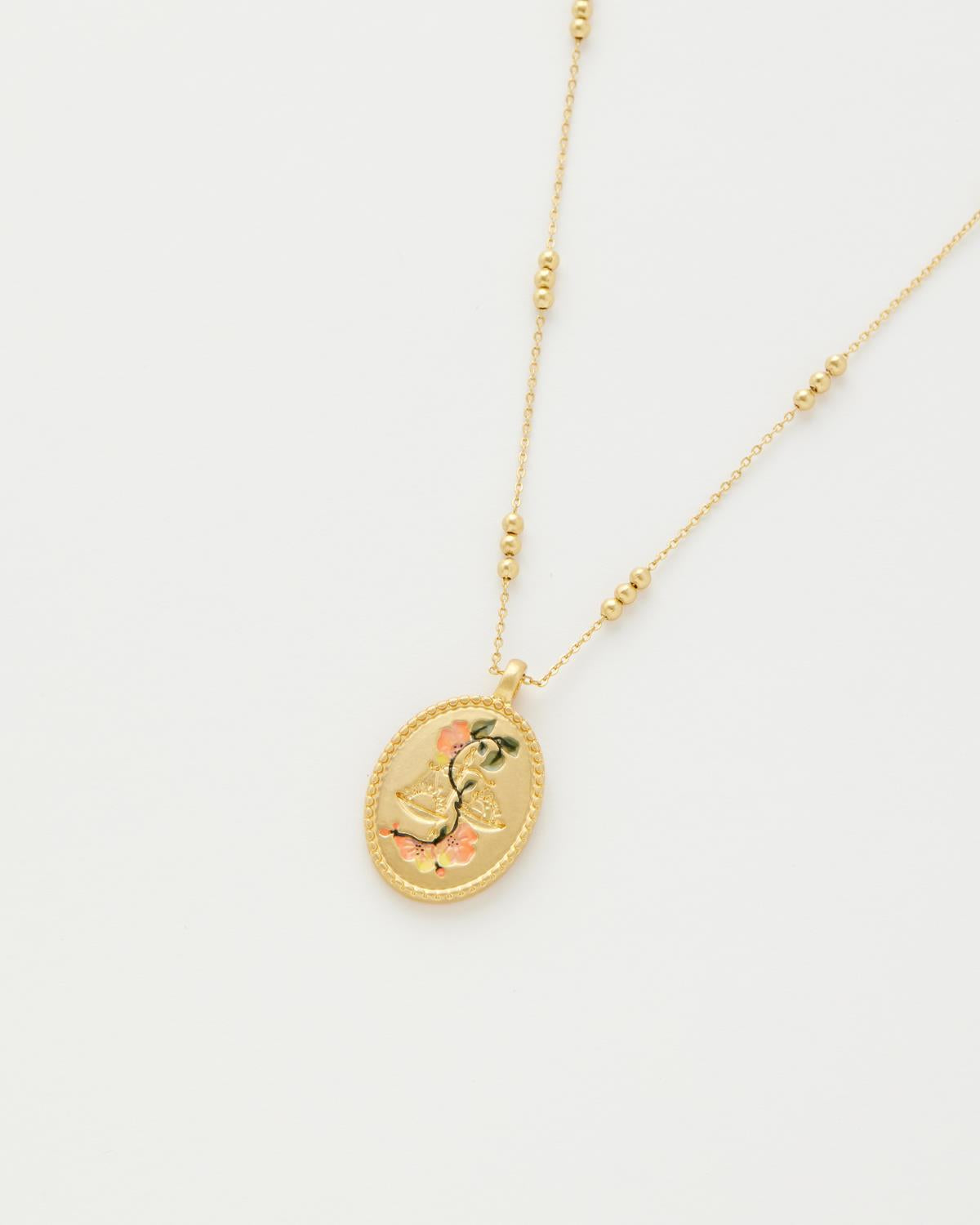Gold-Plated Necklace US England Fable - Zodiac Libra
