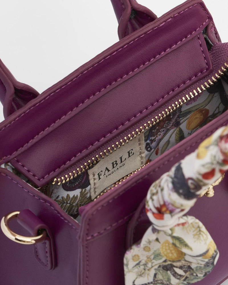 Floral Engravings  Mini Plum Tote