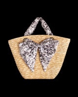 Tree Of Life Monochrome Raffia Basket Bag