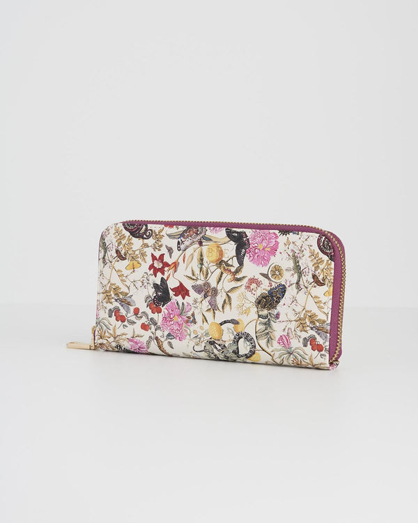 Floral Engravings Large Zip Wallet