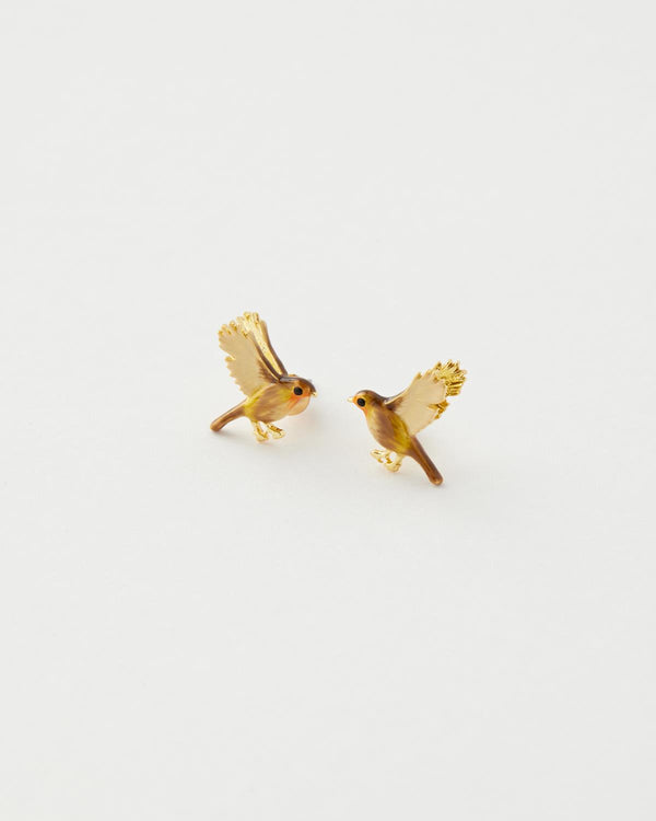 Enamel Flying Robin earrings