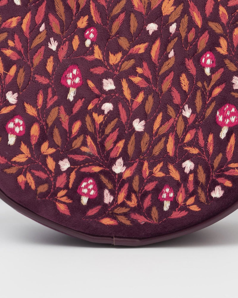 Magical Mushroom Burgundy Circle Purse