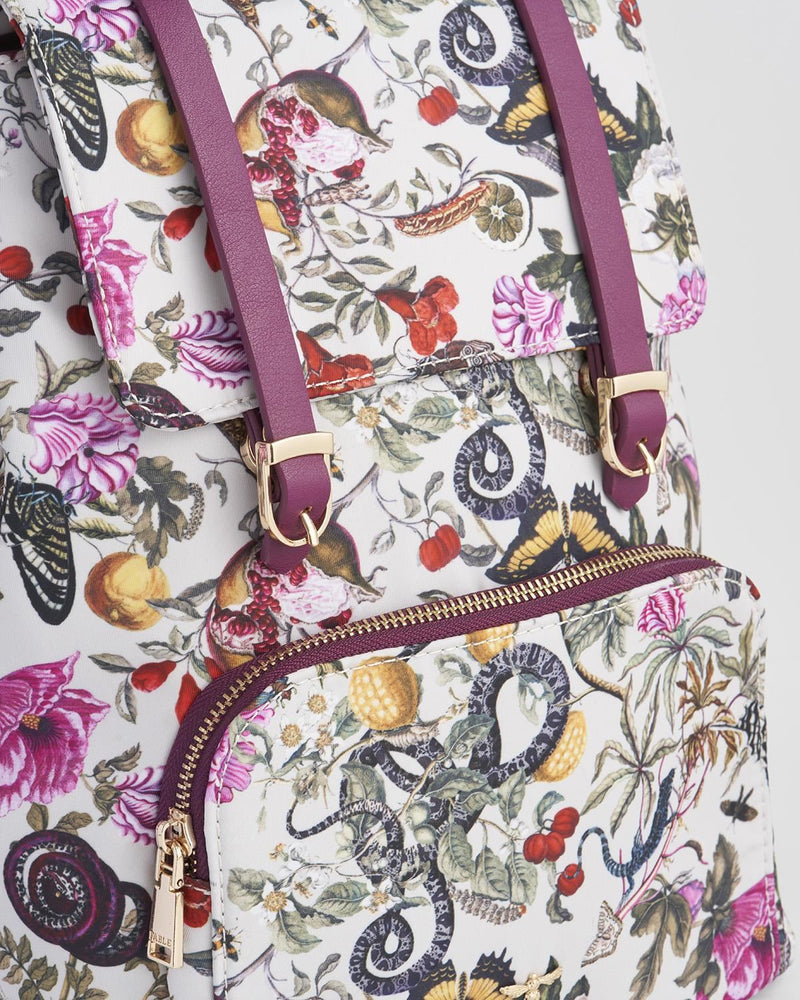 Floral Engravings Small  Plum Backpack