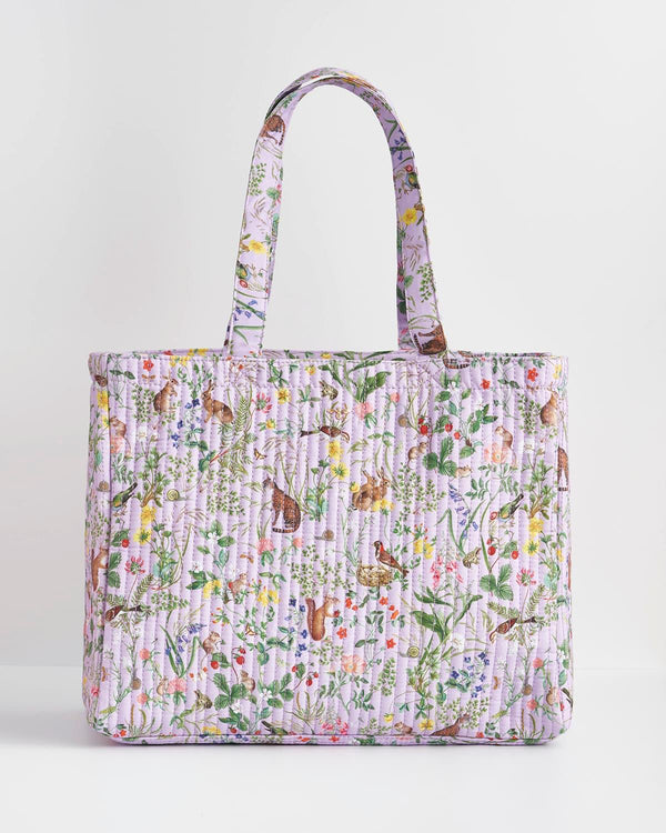 Fable Meadow Creatures Quilted Tote - Lilac