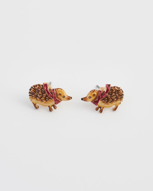 Cozy Hedgehog Charm Stud Earrings