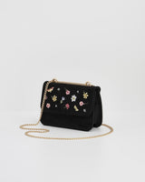 Wolf Garden Ditsy Embroidered Black Velvet Purse