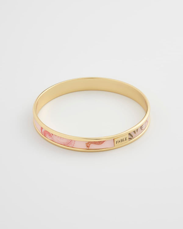 Whispering Sands Printed Gold Plated Bangle - Pink
