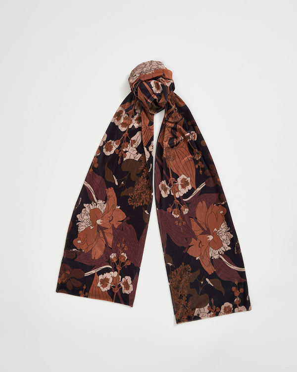 Deco Bloom Black Velvet Scarf