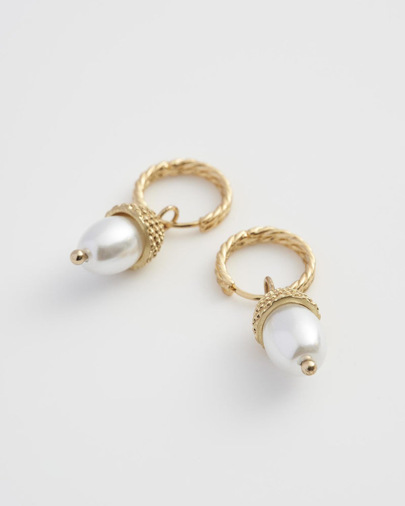 Acorn Pearl Hoops