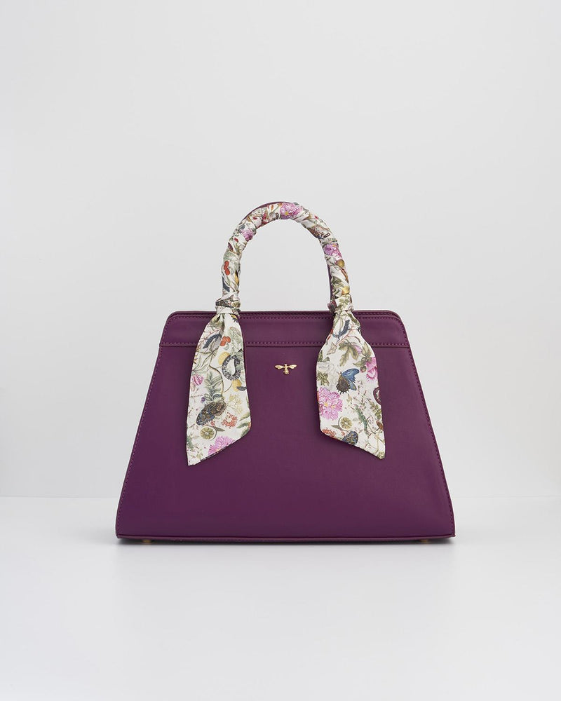 Floral Engravings Large Plum Tote