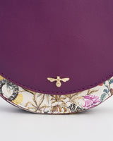 Floral Engravings Plum Saddle Purse