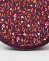 Magical Mushroom Embroidered Burgundy Velvet Circle Purse