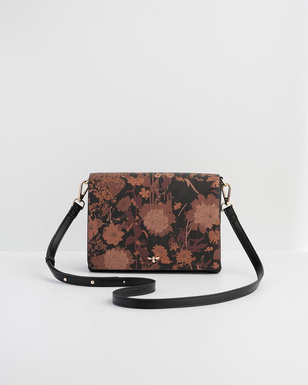 Deco Blooms Black Crossbody Purse