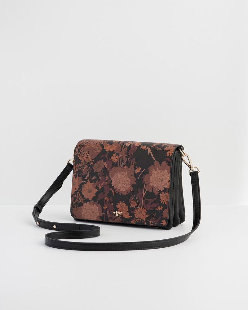 Deco Blooms Black Foldover Purse