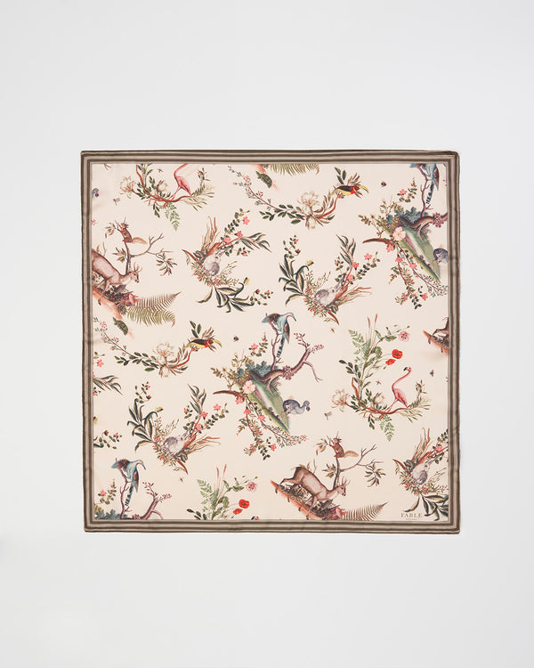 Toile de Jouy Olive Green Square Scarf