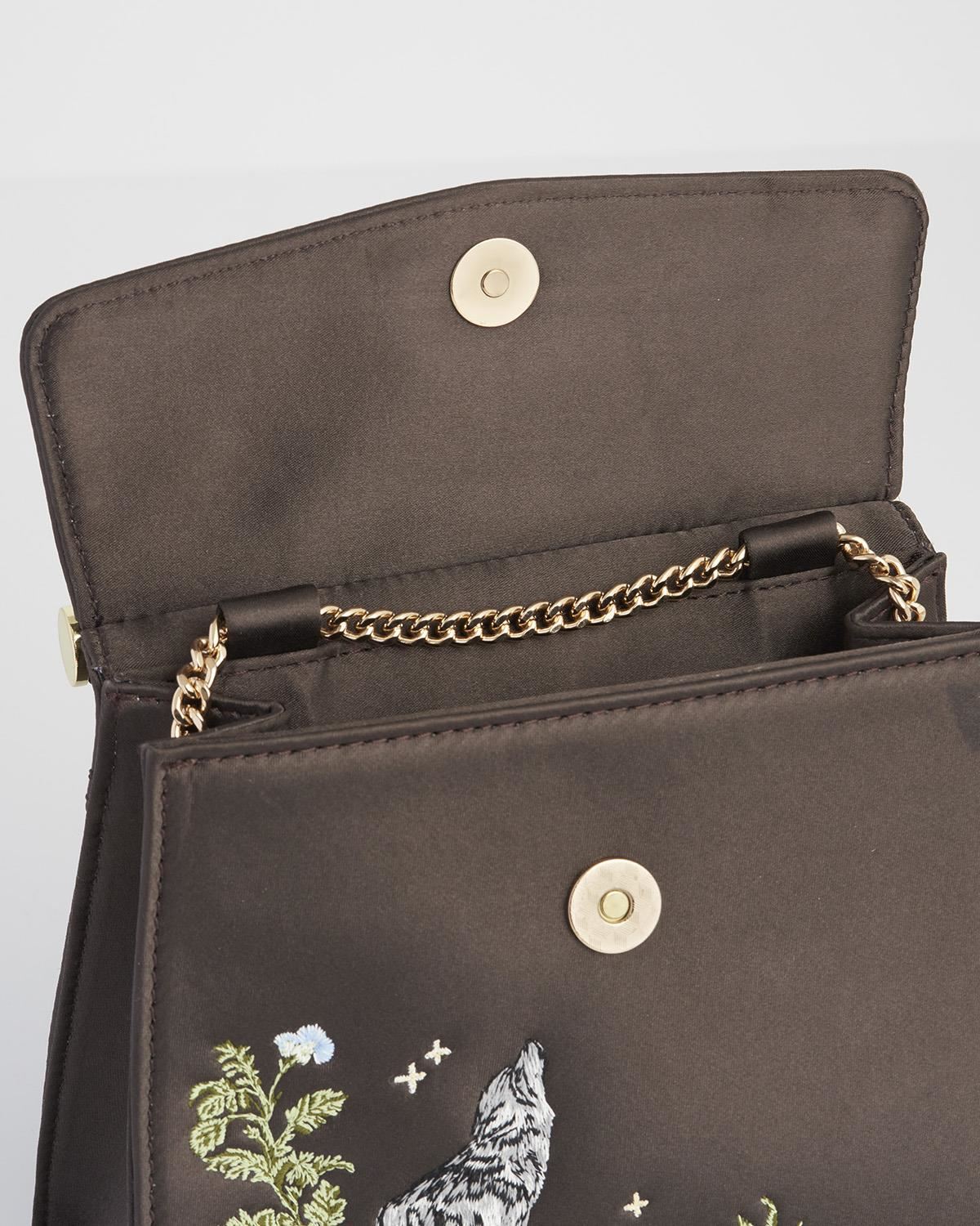 Moonlit Wolf Embroidered selling Canvas Tote with Vegan Leather Accents