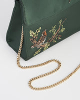 Robin & Mistletoe Green Embroidered Satin Tote