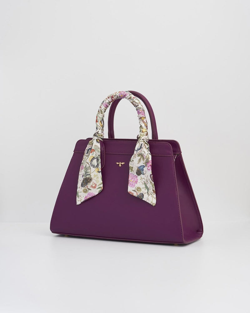 Floral Engravings  Large Plum Tote