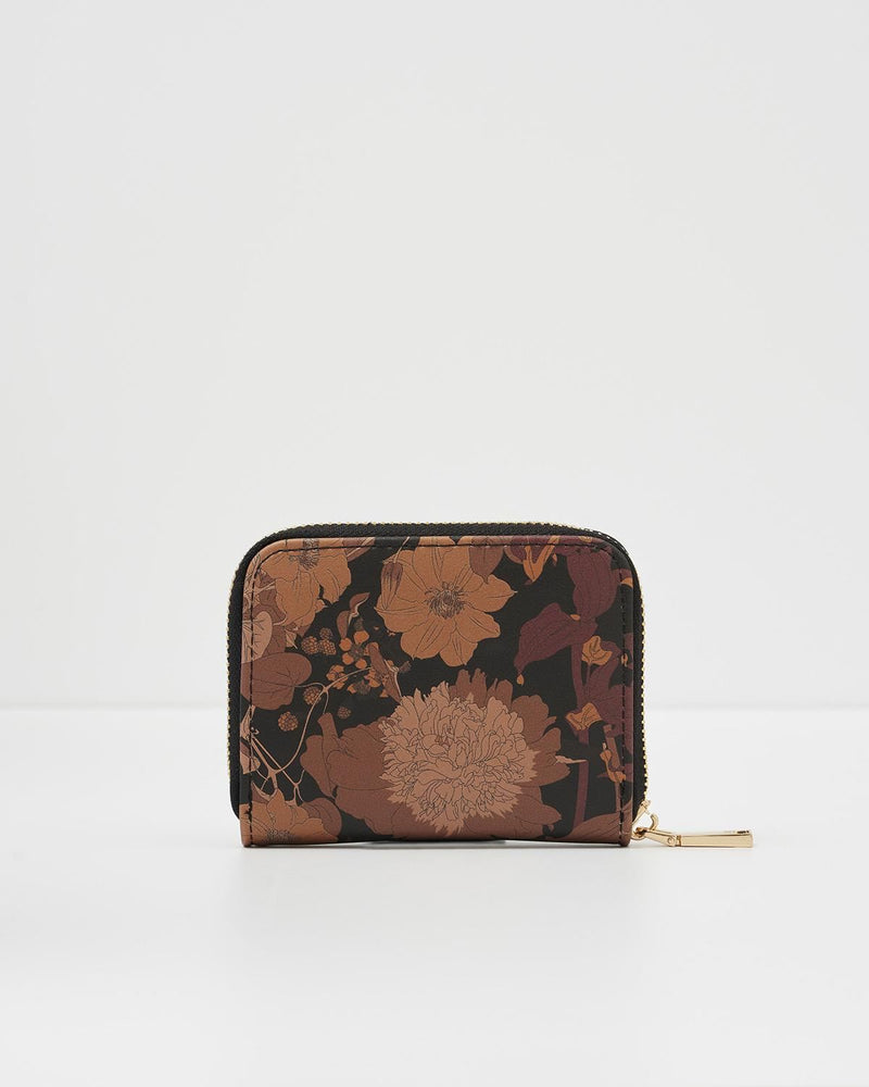 Deco Blooms Black Small Zip Wallet