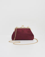 Victoriana Burgundy Embroidered Satin Clutch