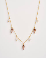 Spiral Shell Charm & Pearl Worn Gold Necklace