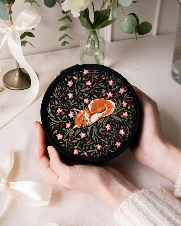 Sleepy Fox Round Jewelry Box