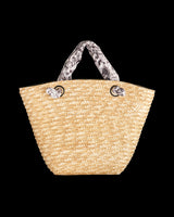 Tree Of Life Monochrome Raffia Basket Bag