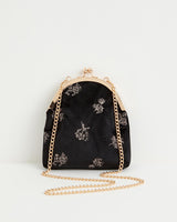 Victoriana Embroidered Bag Black Velvet