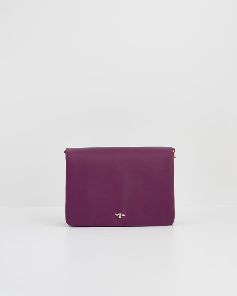 Floral Engravings Plum Foldover Purse