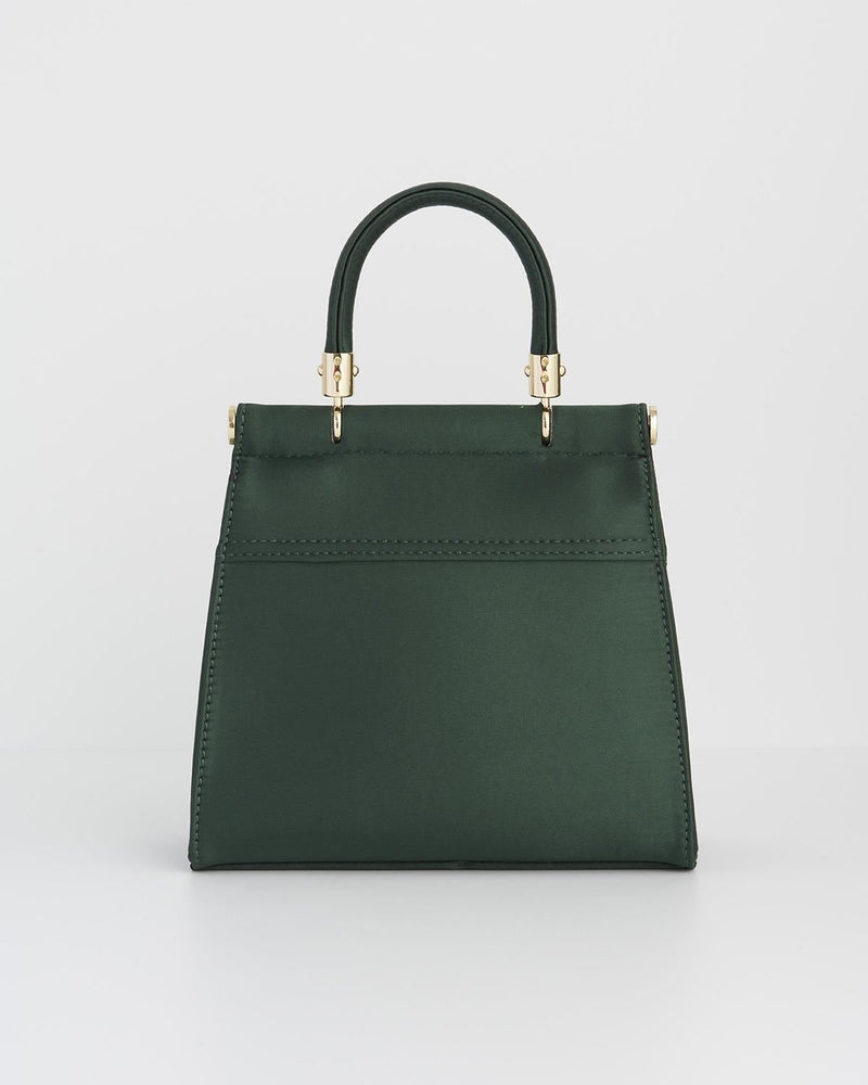 Robin & Mistletoe Green Embroidered Satin Tote