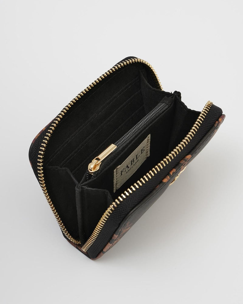 Deco Blooms Black Small Zip Wallet