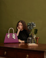 Floral Engravings  Large Plum Tote