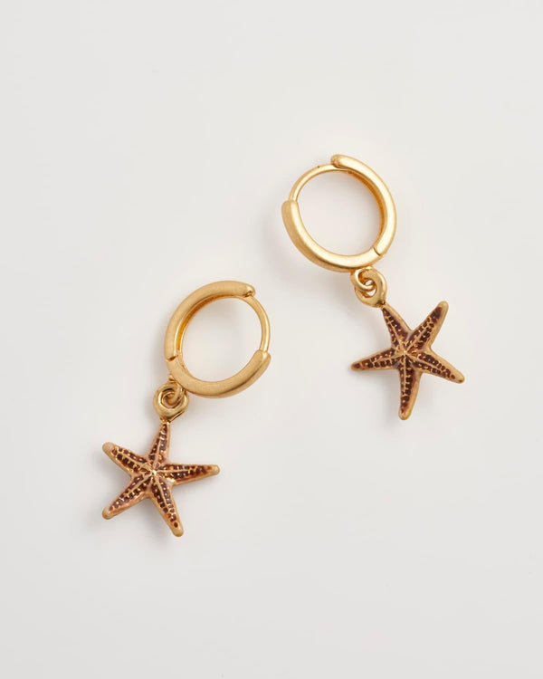 Starfish Worn Gold Hoops