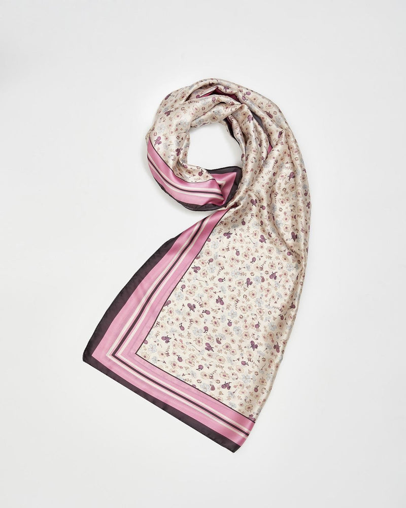 Deco Bloom Silky Lightweight Cream Scarf