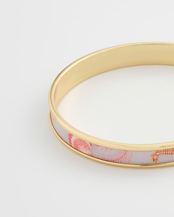 Whispering Sands Printed Gold Plated Bangle - Blue