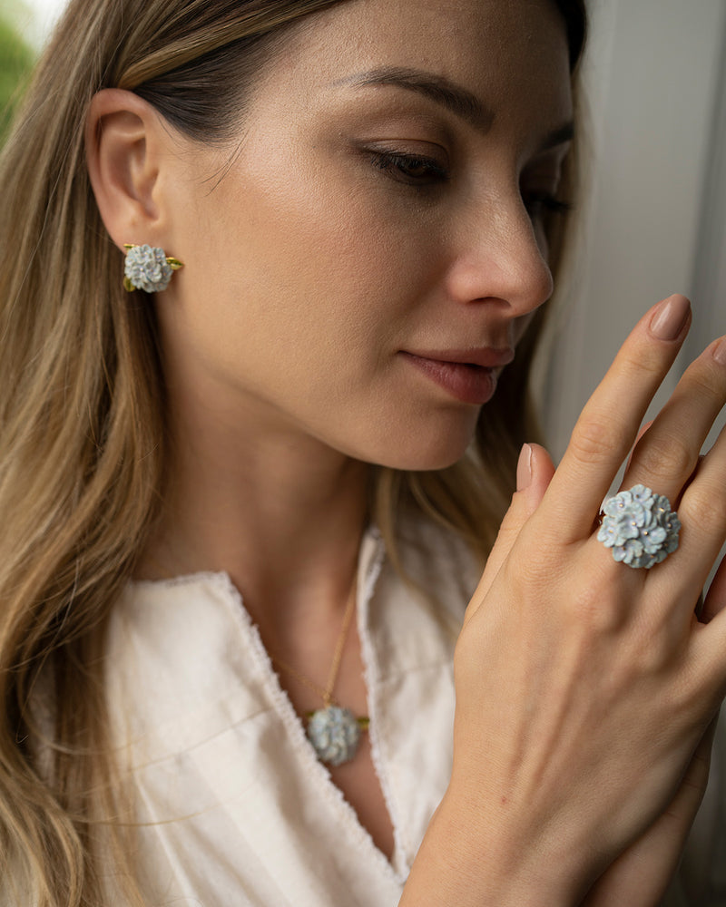 Enamel Hydrangea Ring