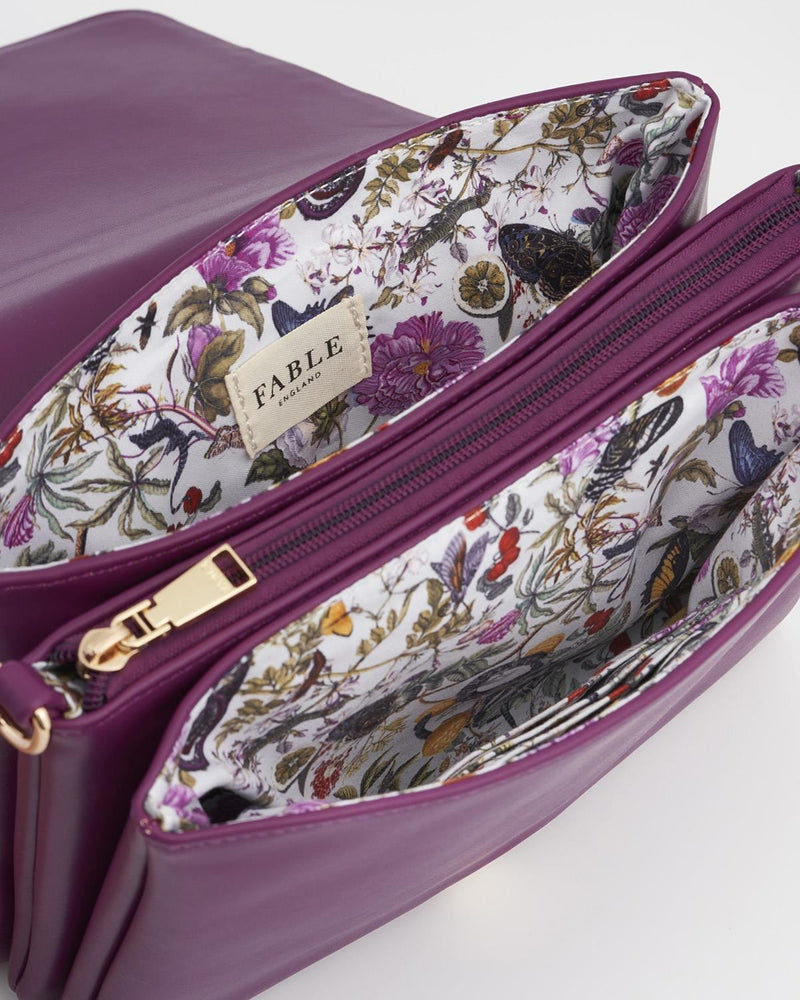 Floral Engravings Plum Foldover Purse