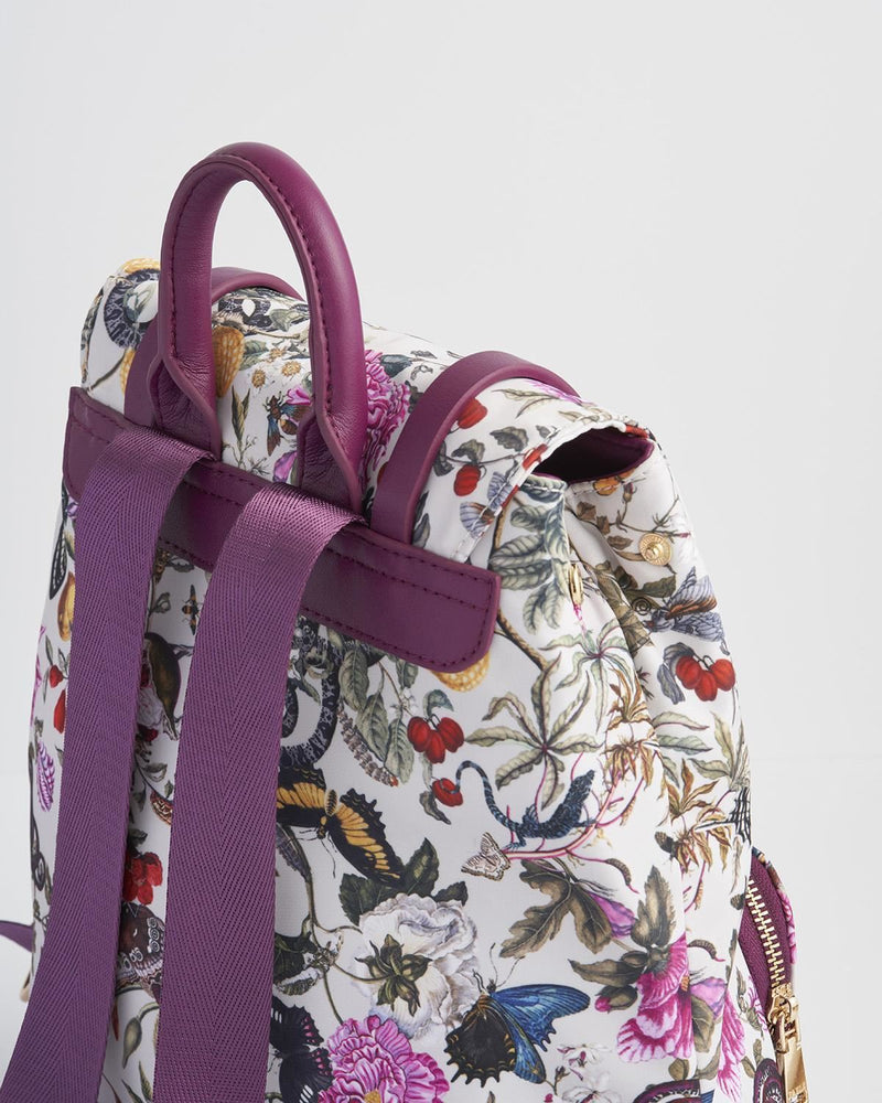 Floral Engravings Small  Plum Backpack