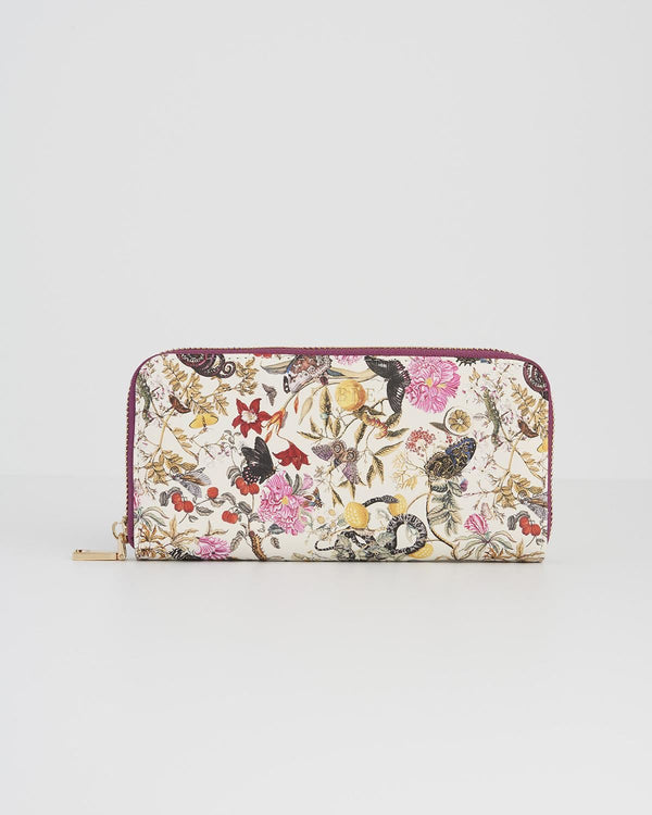 Floral Engravings Large Zip Wallet