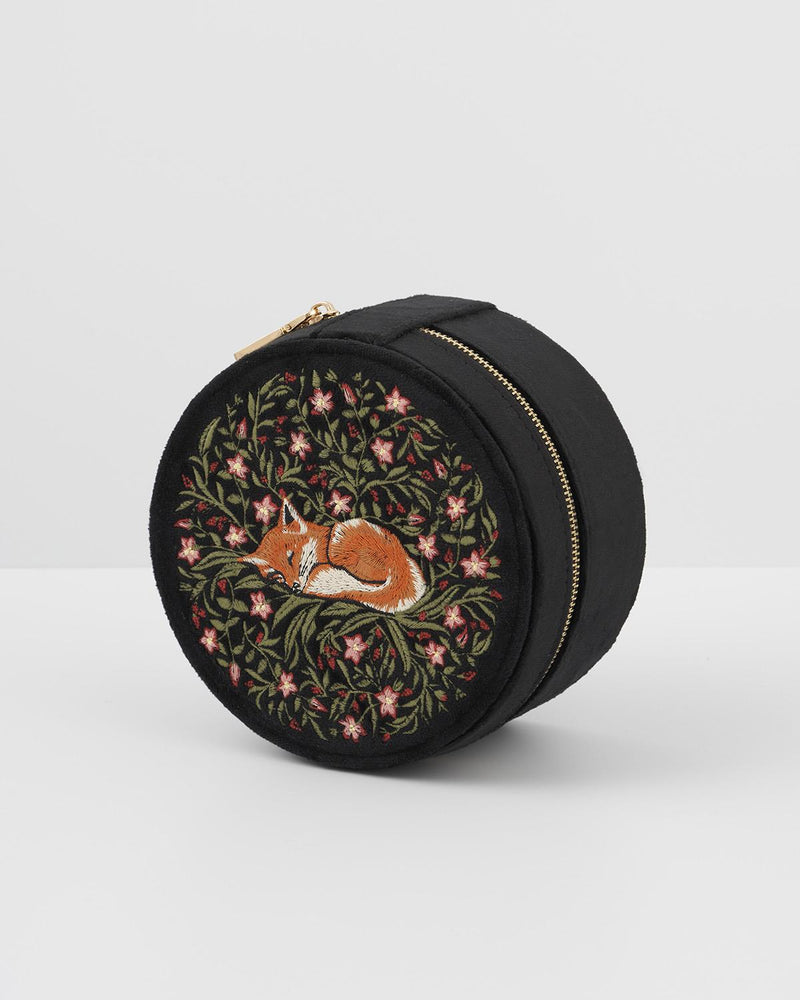 Sleepy Fox Round Jewelry Box