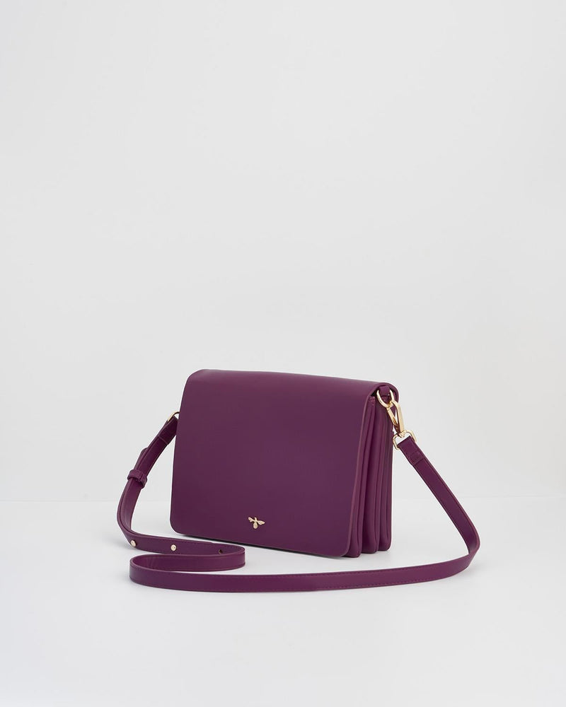 Floral Engravings Plum Foldover Purse