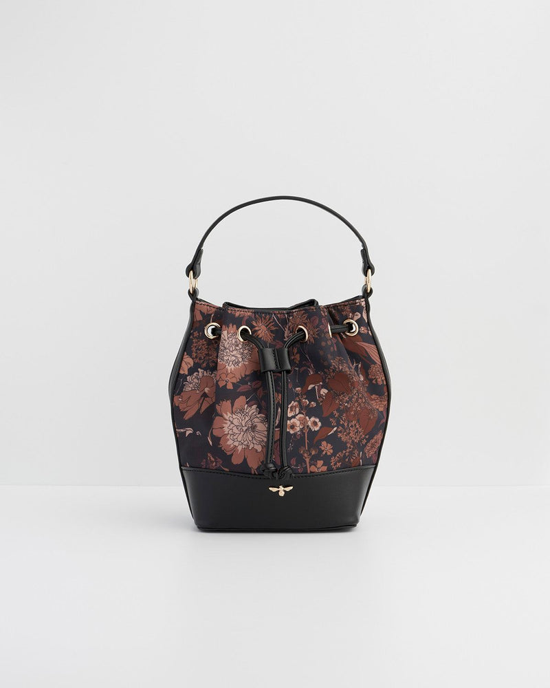 Deco Blooms Black Bucket Purse