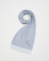 Magical Mushroom Embroidered Cozy Blue Scarf