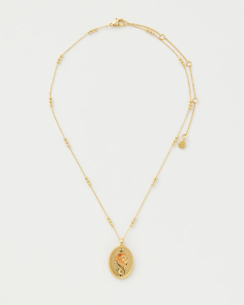 Gold-Plated Leo Zodiac Pendant England Necklace - Fable US