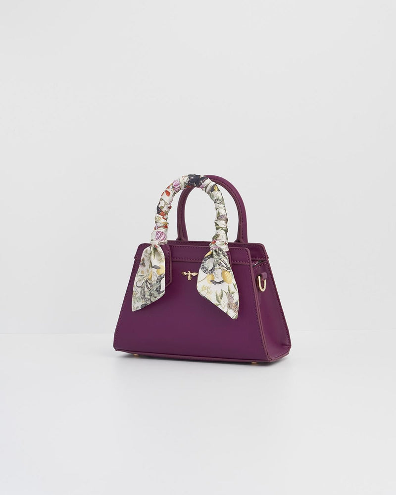 Floral Engravings  Mini Plum Tote