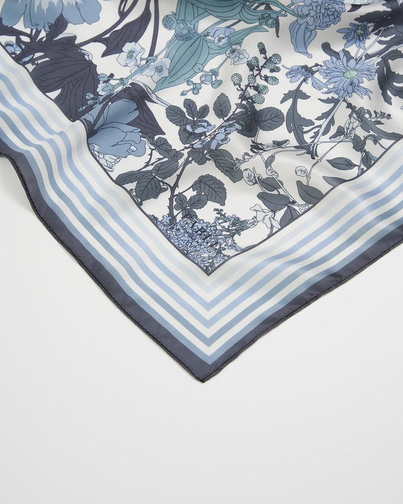 Deco Bloom Blue Square Scarf