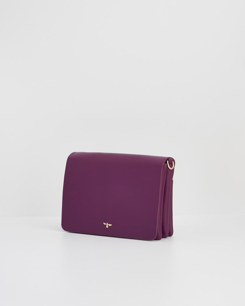 Floral Engravings Plum Foldover Purse