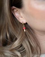 Fable England US Jewellery Enamel Mushroom Huggie Earrings