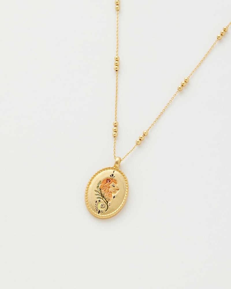 Gold-Plated Leo Zodiac Pendant England Fable US Necklace 
