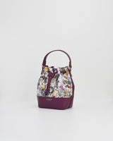 Floral Engravings Plum Bucket Purse